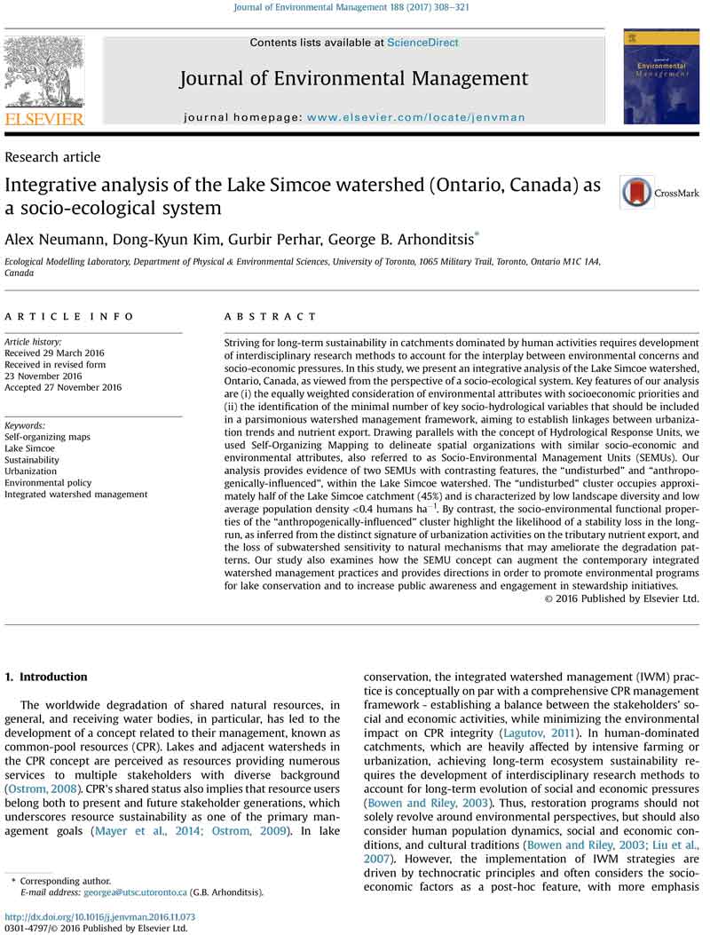 Integrative analysis of the Lake Simcoe watershed